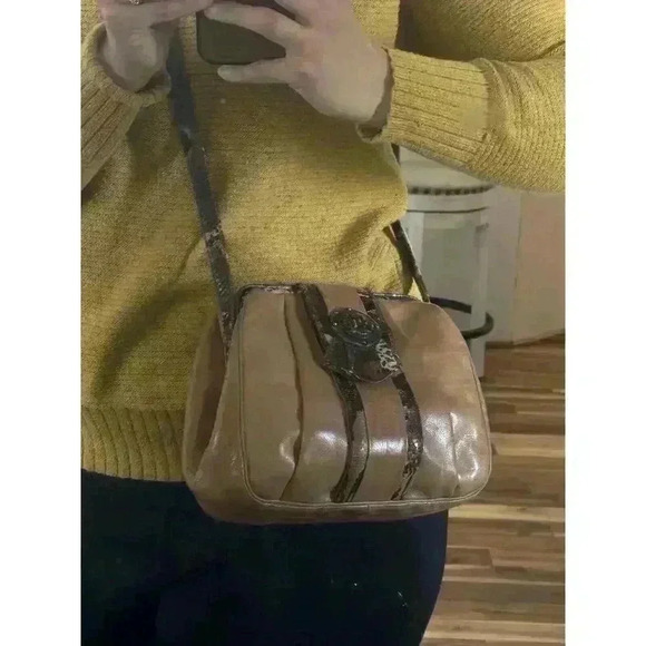 Sharif Vintage Leather Purse Shoulder/Crossbody Western Camel Tan Snakeskin USA‎ - Picture 14 of 14